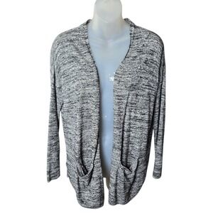 LOFT Womens Open Front Cardigan Petite Small Preppy Heathered Pocket Academia